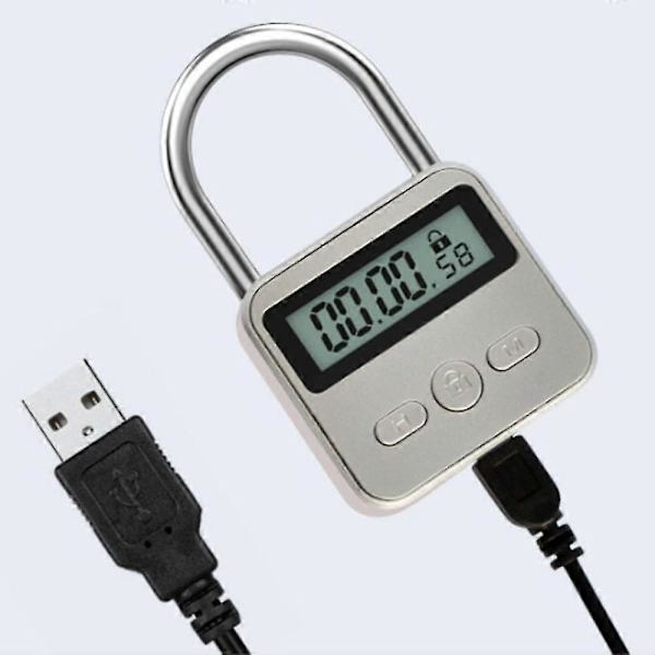 Metal Timer Lukko LCD-näyttö Monitoiminen Elektroninen Aika 99 Tuntia Maksimi Ajoitus USB Ladattava Ti [Db]