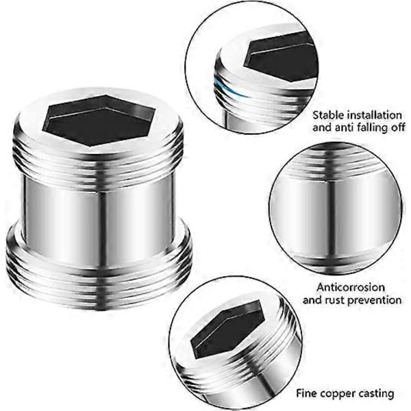2 STK Metal Vandhane Adapter 20mm Han Gevind til 22mm Han Gevind Længde Forlænger Hane Perlator Adapter Connector [db]