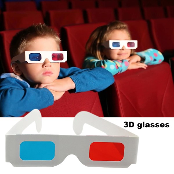 10/50/100 Par 3D-glasögon Anaglyf Bilder Vikbar Design Röda/Blå Filter Pappersglasögon Modeaccessoarer {db} 100pcs