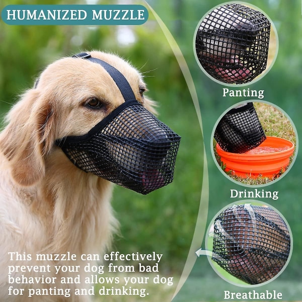 Hundens nosparti, Hundens mesh med justerbara remmar, förhindrar bitande tugga och slickande Andas