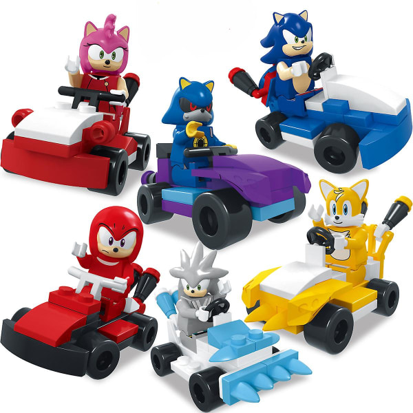 6 st/set Sonics bilbyggklossar Kompatibla bilklossar Shadow Silver Tails FigurMontering leksaker Present till barn Pojkar db Without Box China