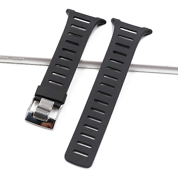 Myk Gummi Urrem med Metallspenne Håndleddsreim med Skrutrekkere for SUUNTO T1 T1C T3 T3C T3D T4C T4D T-serie Smartklokke Tilbehør [DB] Black
