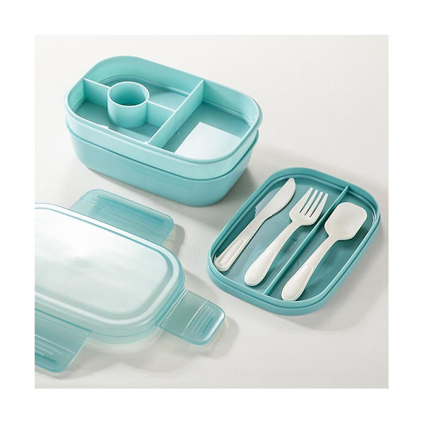 Aikuisten pinottava bento-lounasrasia 3 kerrosta vuototiivis All-in-1 Bento-lounasrasia astialla ja kastikkeella
