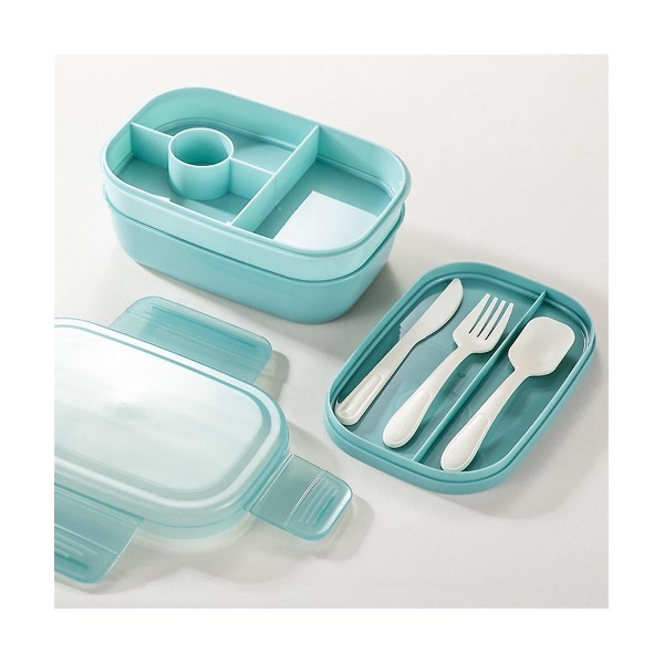 Vuxen stapelbar Bento Lunch Box 3 lager läckagesäker All-in-1 Bento Box Lunchbox med redskapssås