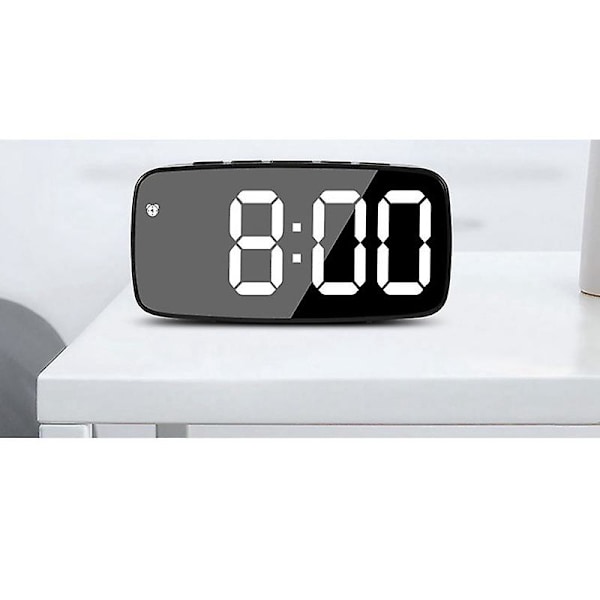 Smart Digital Väckarklocka Sängbord, Grön LED Rese USB Bordsklocka med 12/24H Datum Temperatur Snooze [DB] Blackgreen