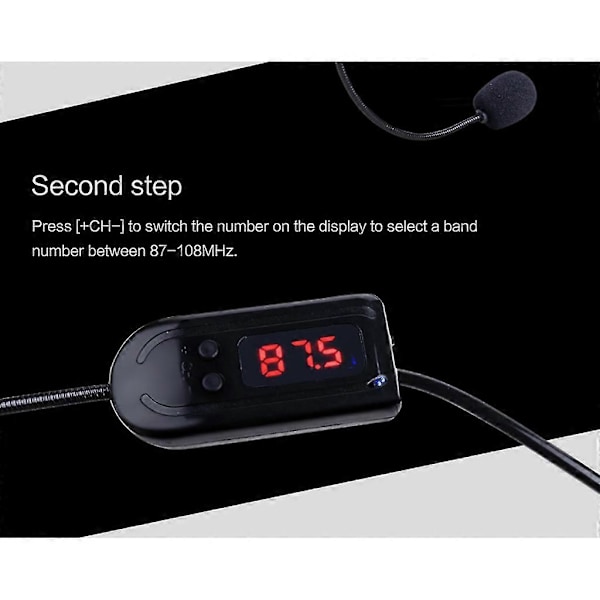 Sort Bærbar FM Trådløs Mikrofon Headset Radio Megafon Til Turguide Undervisning Møde Forelæsninger Forbrugsvarer db Black