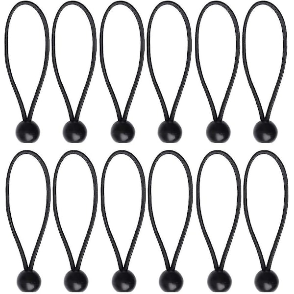 Sorte preseningsstropper med kuler, preseningsstropp med strikk for banner, presenninger, paviljonger, telt, teltstroppkroker, preseningsholder (12 stk) db