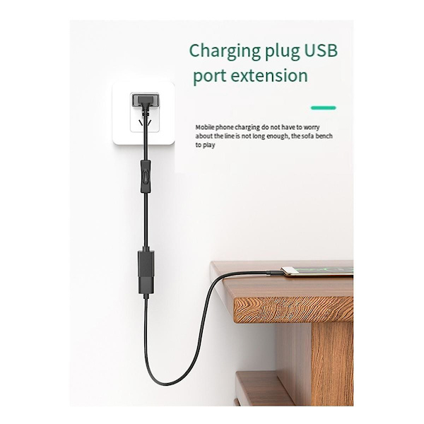 Usb3.0-förlängningskabel med strömbrytare rak huvud för Usb-fläkt LED-ljus körinspelare dataström