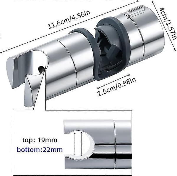 Utskiftbar manuell dusjhodeholder, ABS dusjhodeholder, krom, justerbar diameter 18 - 25 mm (svart) [DB]