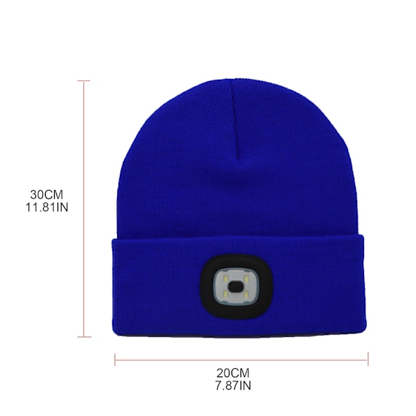 Håndfri LED Beanie, USB Opladbar, Oplyst Varmt Strikket Beanie Unisex [DB] Gray