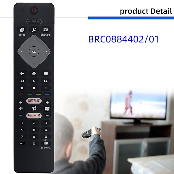 BRC0884402/01 For Philips TV Fjernkontroll Ergonomisk Design TV Fjernkontroll Erstatning {Db}