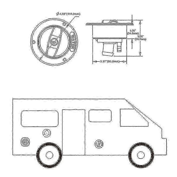 2024 Asuntovaunutarvikkeet RV Modifioitu Painovoimainen Vesiliitäntä Lukitusavaimella Vesisäiliön Tuloluukku Perävaunu RV [DB]