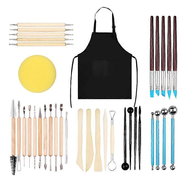 45 st Polymerlera Verktyg Modellera Lera Skulpturverktyg Kit För Keramik Skulptur Träprickverktyg DB 36PCS