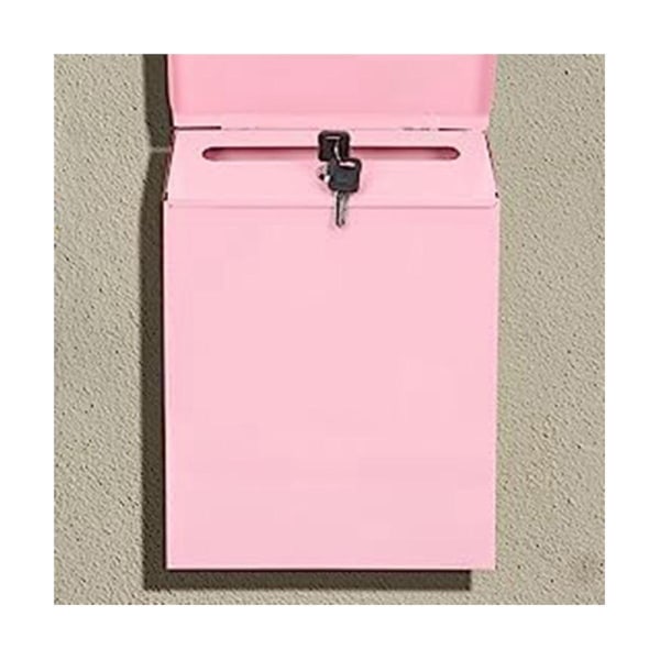 Væghængt postkasse Låsbar postkasse Vægopsamlingskasse Bondehuspostkasse med nøgle Velegnet til H DB Pink