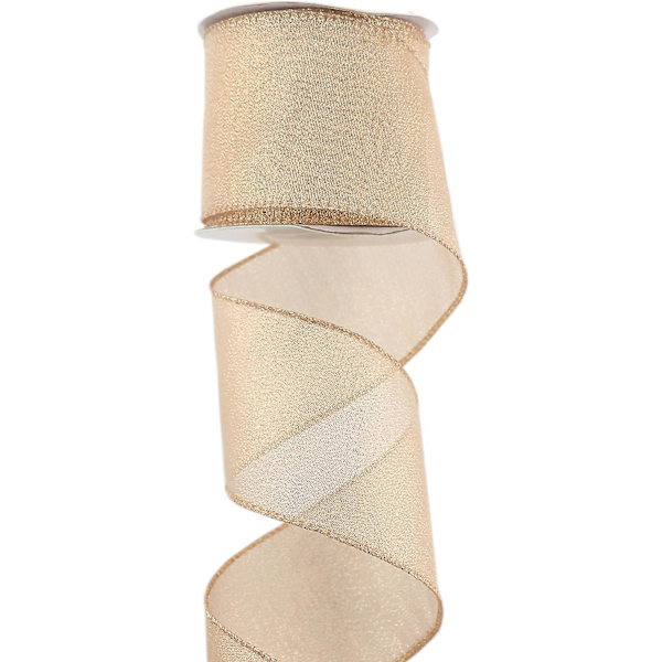 Champagne Gold Wired Ribbon 2-1/2 Inch Kobberbånd Med Wired Edge Gold Lurex