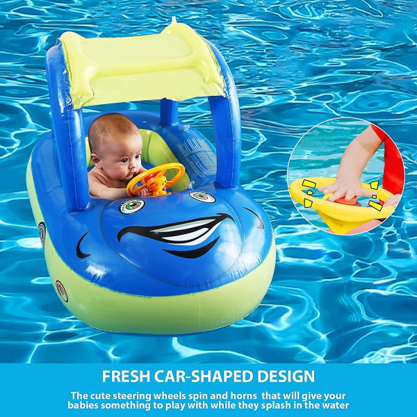 Baby puhallettava uima-allas kelluva katos, auton muotoinen uimakellukevene toddler
