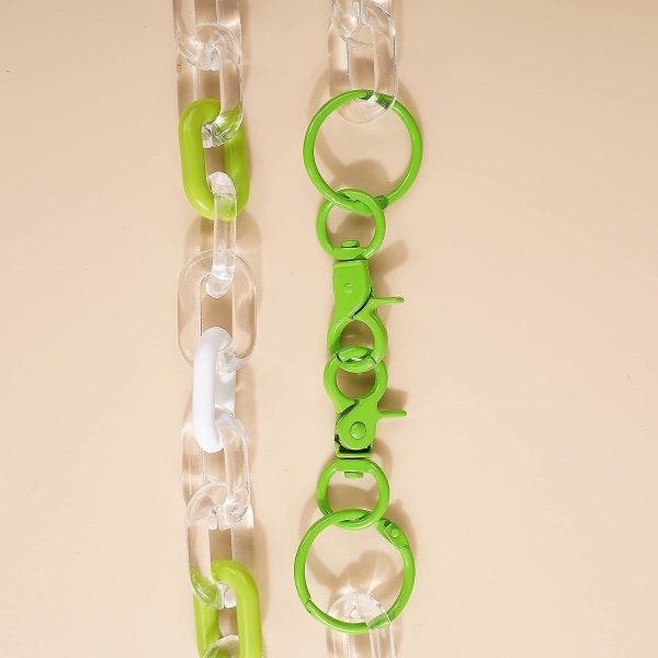 Söta färgglada gröna akrylbyxor Kedjejeans Länkkedja Star Circle Ring Link Pocket Byxor Kedja Plånbokskedjor Kroppssmycken för män och kvinnor