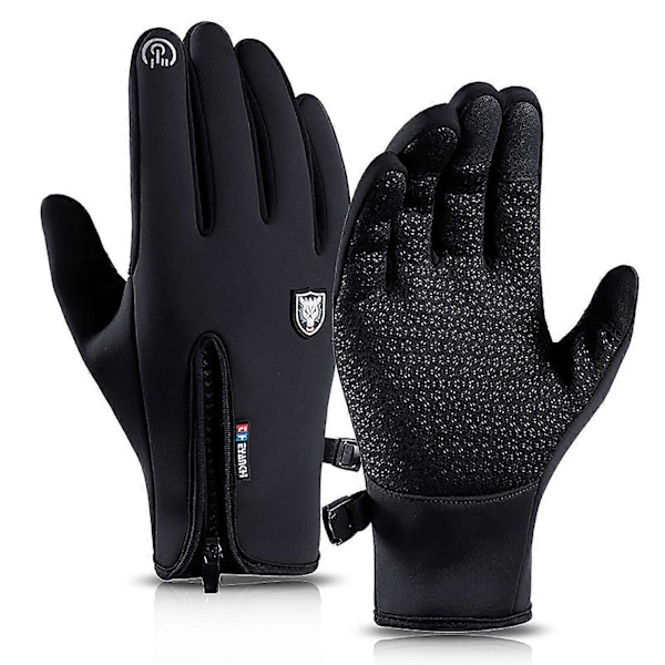 Fuld Finger Handsker Termisk Touchscreen Sports Kørsel Vinter Anti-Slip Udendørs Vindtæt Og Vandtæt Løbehandsker [DB] Black S