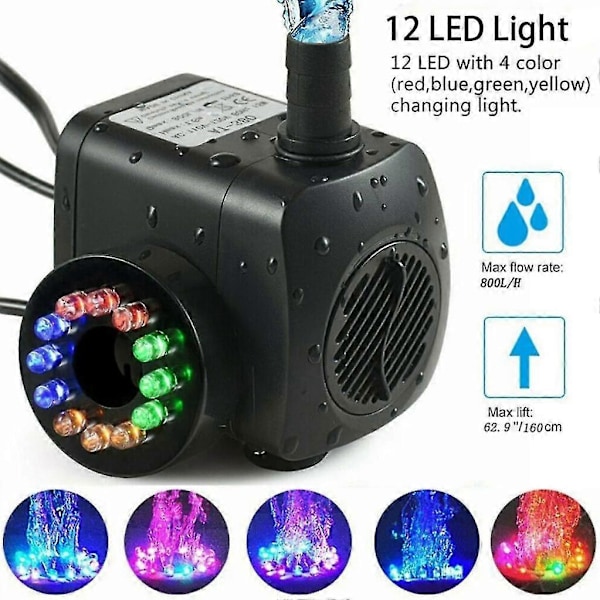 Uppotettava pumppu erittäin hiljainen 8W-12led lyhty uima-allas suihkulähde mikro upotettava pumppu kalalammikko maisema valaiseva suihkulähdepumppu db EU plug