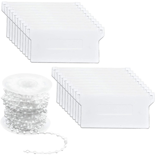 20 st vertikala persienner vikter nedre lameller 89 mm (3,5 tum) & 10 m plast vertikala persienner kedjor för gardin vertikala persienner reparationskit, vit
