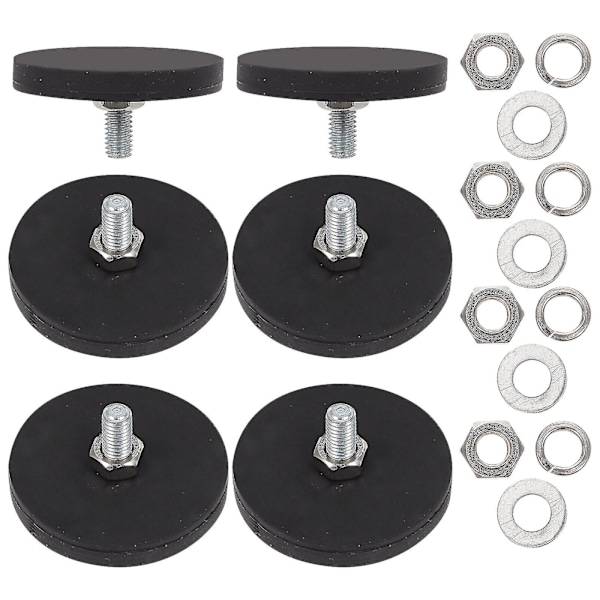 6 stk. Magnetisk Bilholder Runde Magneter Nummerplade Magnet Gummi Belagte Monteringsmagneter Gummi Belagt Magnet db