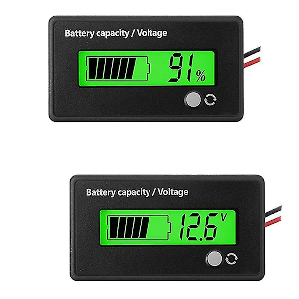 2 st DC 12v 24v 36v 48v 72v Batterimätare Batterikapacitet Spänningsindikator Blysyra Och Litium I-c [db] black