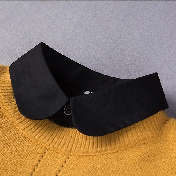 Kvinner og jenter falsk krage avtagbar genser skjorte all-match spiss hvit stilig og allsidig [DB] Black round neck