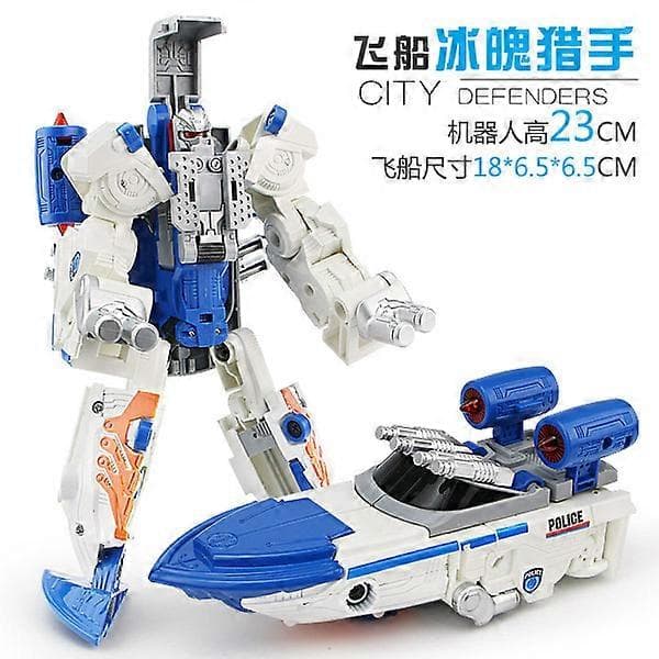 Drenge Legering Transformation Voltron Speedbåd Transformation Legetøjsbil Robot Model [DB] Speedboat