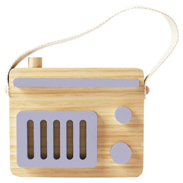 Baby Toy Wood Mini Radio Toy Læring Foto Rekvisita Rom Decor For Boys Girls White db gray 17x14cm