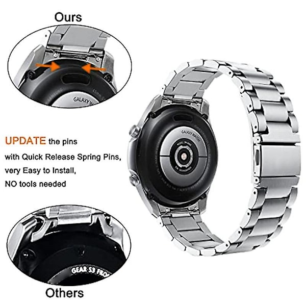 Remsor til Huawei Watch GT 4 46mm - Tre-perlet rustfrit stålrem [DB] Silver Huawei Watch GT 4 46mm