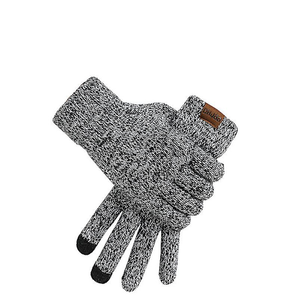 Hætte, Halsvarmer og Handsker Sæt 3 Dele, Elastisk Strikket Hætte Halsvarmer Touch Screen Handsker, Grå (D-4) db grey