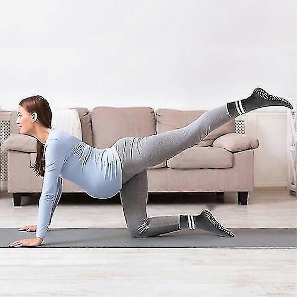 4 paria trampoliinisukkia, liukuesteiset pilates-sukat raidalla naisille ja miehille, balettiin/pilatekseen/joogaan [DB]
