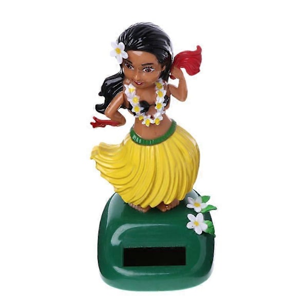 1 st. Bilprydnad Hawaii Flicka Hula Skakande Huvud Leksak Solenergi Automatisk Inredning {db} Yellow