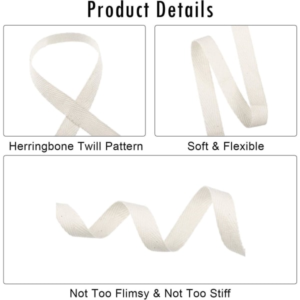 Twill Tape Ribbon Sying 1/2 Inch - Natural Herringbone Webbing