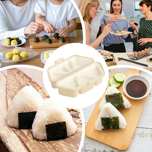 Sushiform, 6-håls non-stick köksredskap, triangulär risbollsform, hållbar bärbar stil, för hem, skola, kontor, picknick, camping, Tr[DB] Light Brown