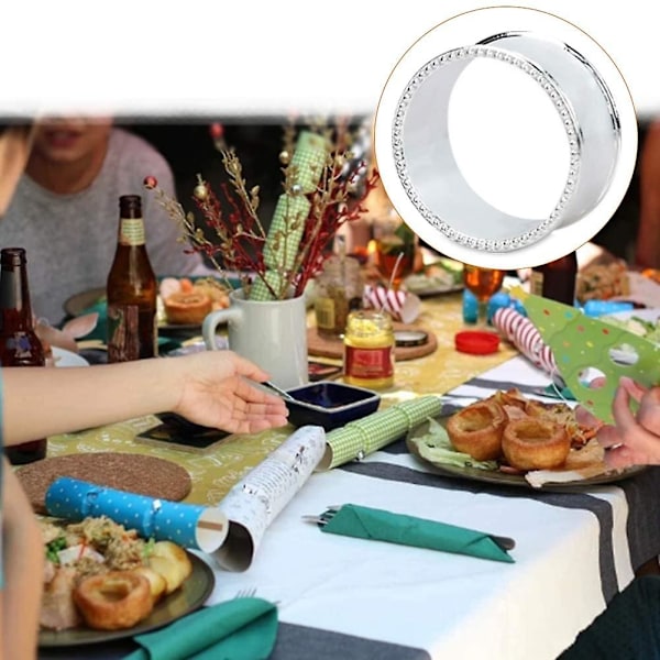 8 stk. servietringe i legering med perler, delikat servietspænde (sølv) [db] silver