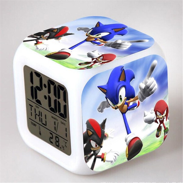 Sonic Kids Digital Klocka LED Färgglad Färgförändrande Alarm Skrivbordsklocka Present[DB] E