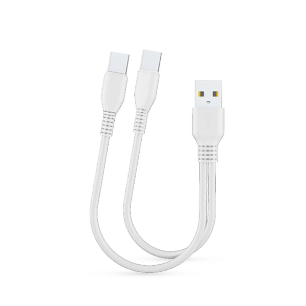 2 i 1 USB Dobbel Type C Kabel Splitter Mobiltelefon Ladekabel Bærbar [Db] White 1m
