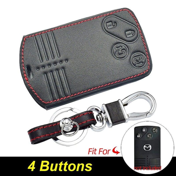 Nahkainen auton avainkotelo avaimenperällä Mazdalle CX-7 CX-9 MX-5 Miata RX-8 2008 2009 Smart Keyless -kaukosäätimen suojakotelo avaimen tyhjennys [DB] 4 Buttons
