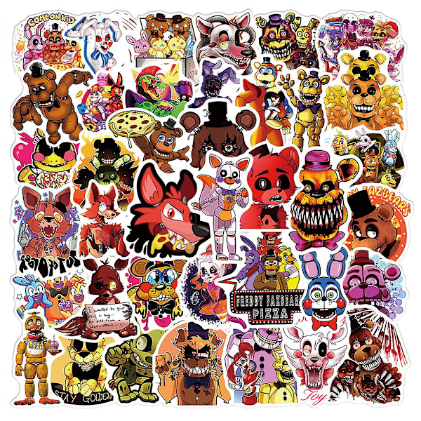 50 stk Five Nights At Freddy's Spill Graffitiklistremerker Vanntette Fnaf Dekaler for Vannflasker, Bærbar PC, Telefon, Skateboard, Bagasje [DB]