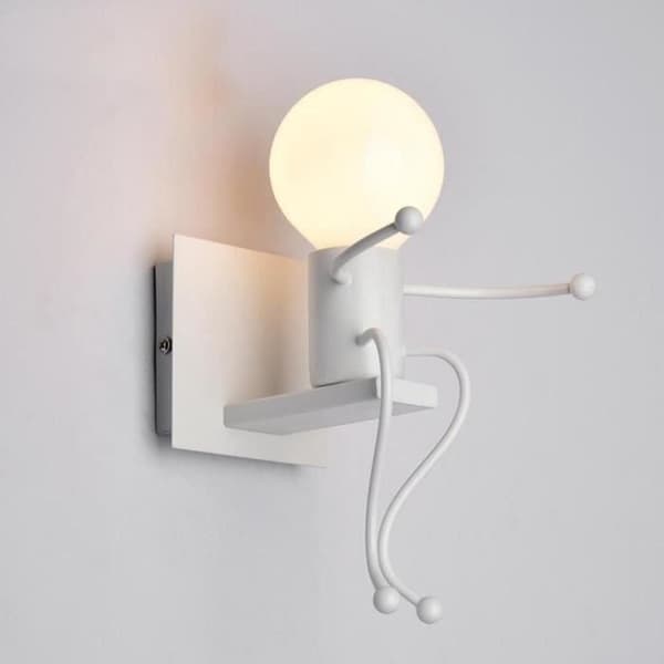 Moderne vegglampe - E27 sokkel - Metall - Hvit - Til barnerom[DB]