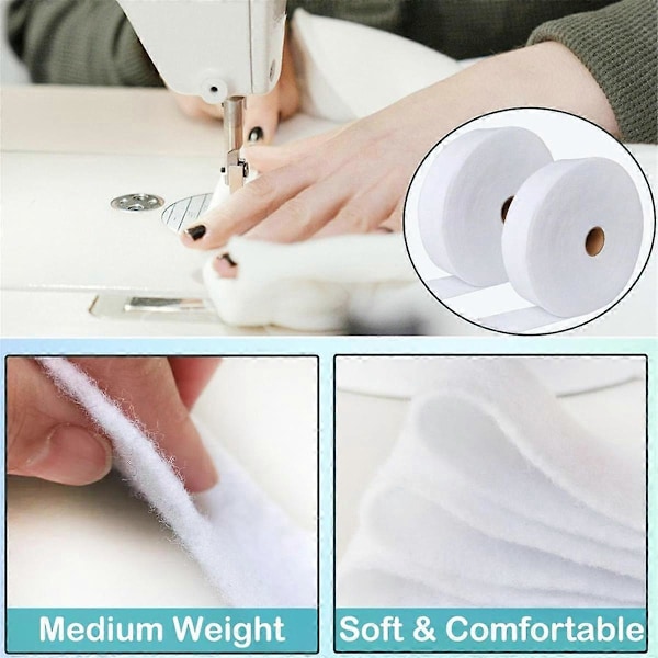 2 Rullar Jelly Roll Vaddning Remsa 2 1/4 Tum Bomulls-Blandad Fleece Vaddning på Rulle Totalt 70 Yard för Jelly Roll Mattor, Plädar { DB} White
