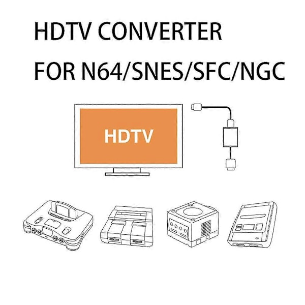 1080p HDMI-kompatibel Adapter Konverter Høy Klarhet Kabel For Nintendo 64/SNES/NGC Gamecube Konsoll [DB] Black