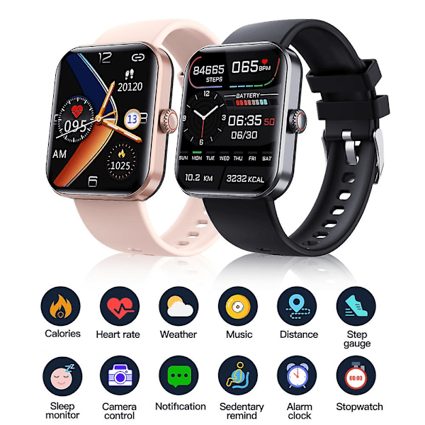 F57l Blodsockermätare Smartwatch Kroppstemperatur Vattentät Hrv Ecg Monitor {Db) black