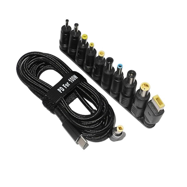 100W Type C bærbar PC strømadapterkontaktplugg USB Type C til universell lader ladekabelledning db Black