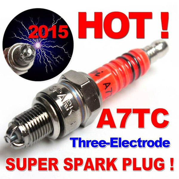 1 stk tennplugg A7tc A7tjc 3 elektrode Gy6 50cc-125cc moped scooter Atv Quads (FW)