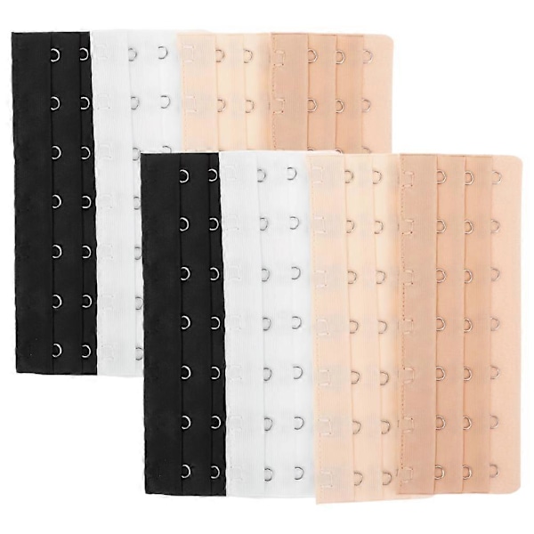 8 stk BH-forlenger 3 rader 7 kroker BH-forlenger Kvinners undertøyforlengere BH-forlengningskroker [DB] 13.10X5.00X0.30CM