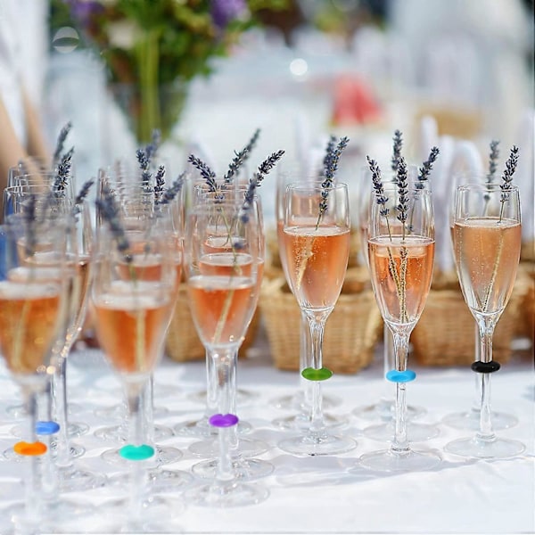 48 Stycken Vinglasmarkörer Berlocker Silikon Dryckesmarkörer för Vinglas Champagneglas Cocktails db