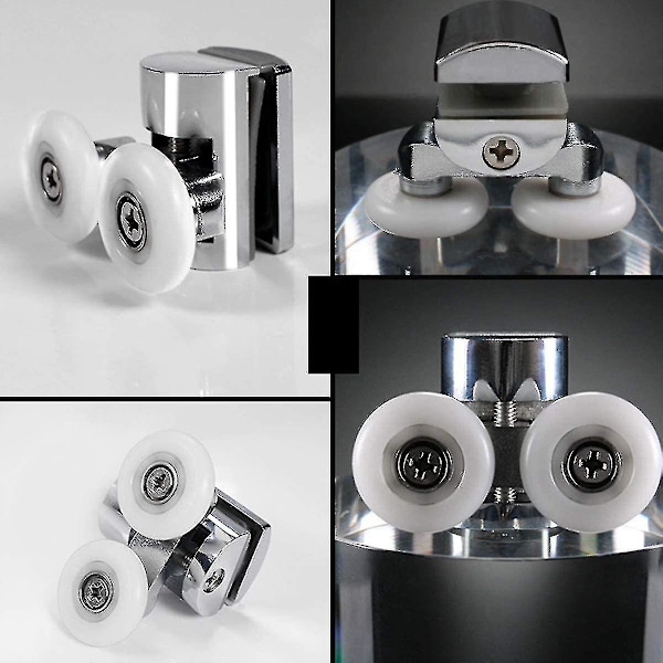 4 stk. Dusjdørhjul 23mm Dusjdørruller Kraftig Legering Dobbelthjul For Både Flat Skyving [db] silver