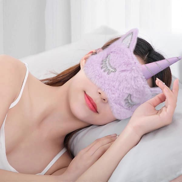 Sovmask med enhörningsdesign för bekväm ögonbindel lila[DB]